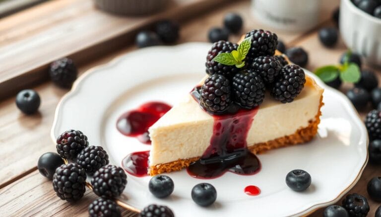 cheesecake with blackberries