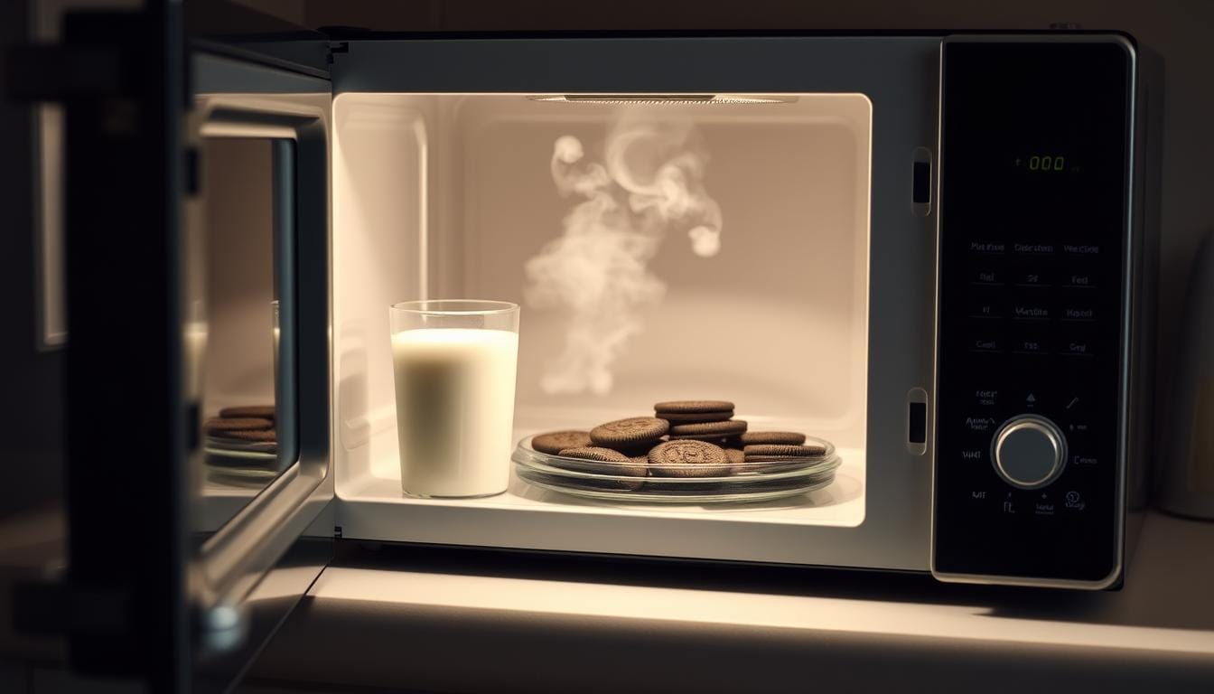 oreo and milk in microwave